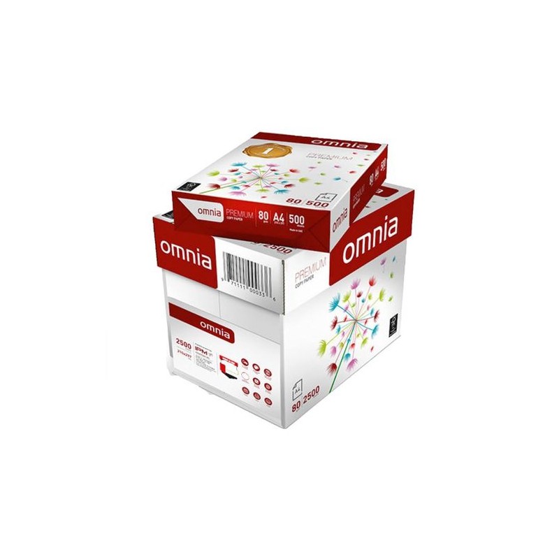 Lot de 5 Ramette Omnia 500 feuilles Papiers A4 blanc 80 g (21 x 29,7 cm)