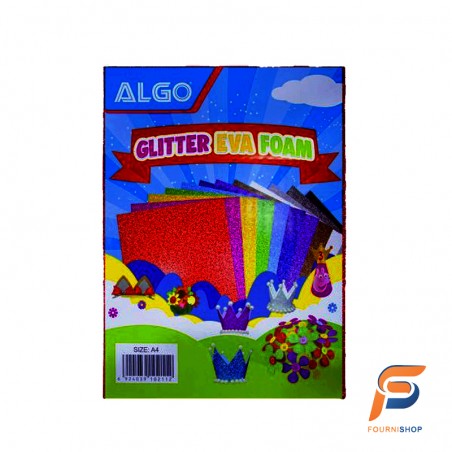 Papier Mousse EVA paillettes A4 10 feuilles algo