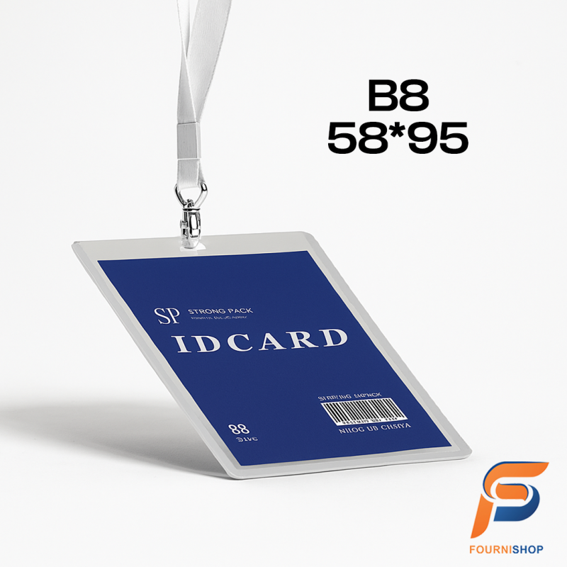 Badge B8 Format 58×95 mm STRONG PACK – Transparent, Solide et Pratique |Maroc