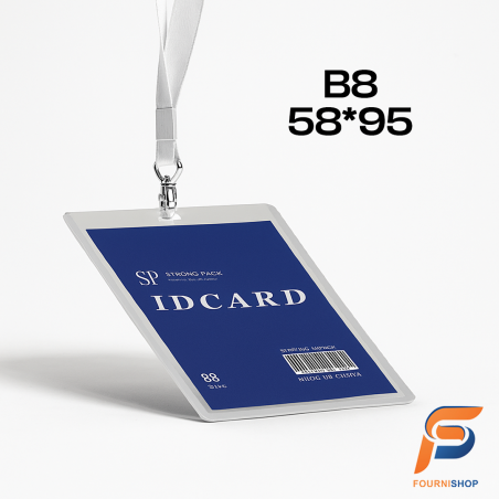 Badge B8 Format 58×95 mm STRONG PACK – Transparent, Solide et Pratique |Maroc
