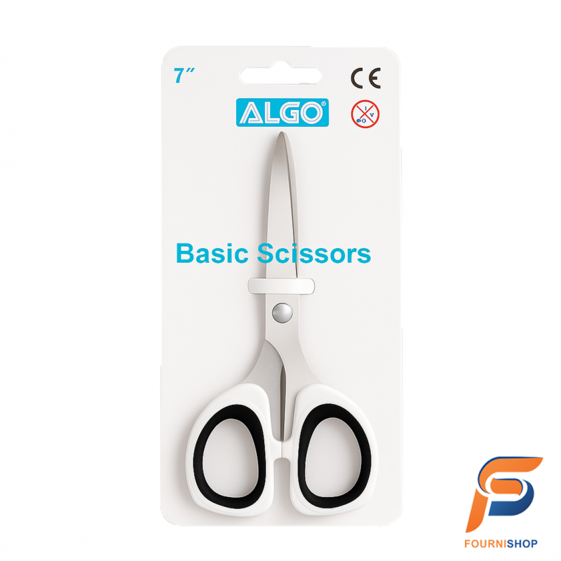 Ciseaux de Bureau FAST 17,8 cm (7") ALGO – Blanc & Noir - Précis, Ergonomiques et Durables |Maroc