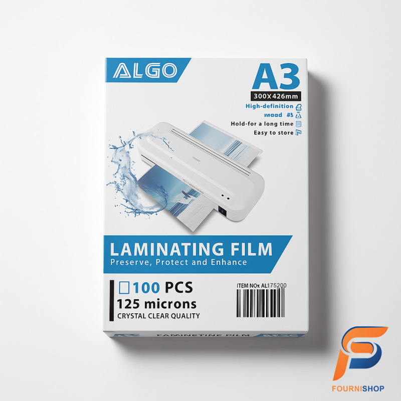 Film de Plastification A3 ALGO – 303×426 mm, 175 microns - Ultra Résistant, Transparent et Professionnel | Maroc