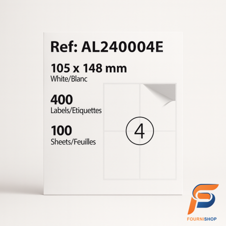 Paquet 400 Étiquettes Autocollantes – Format 105×148 mm (100 Feuilles A4) - Compatibles Laser & Jet d’Encre |Maroc
