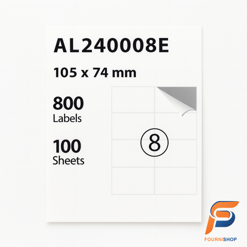 Paquet 800 Étiquettes Autocollantes – Format 105×74 mm (100 Feuilles A4) - Compatibles Laser & Jet d’Encre | Maroc