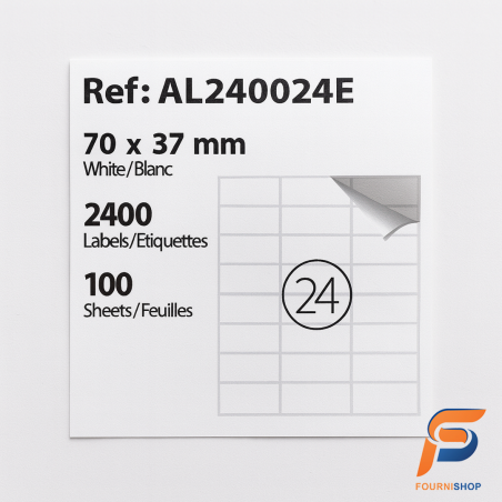 Paquet 2400 Étiquettes Autocollantes – Format 70×37 mm (100 Feuilles A4) - Compatibles Laser & Jet d’Encre |Maroc