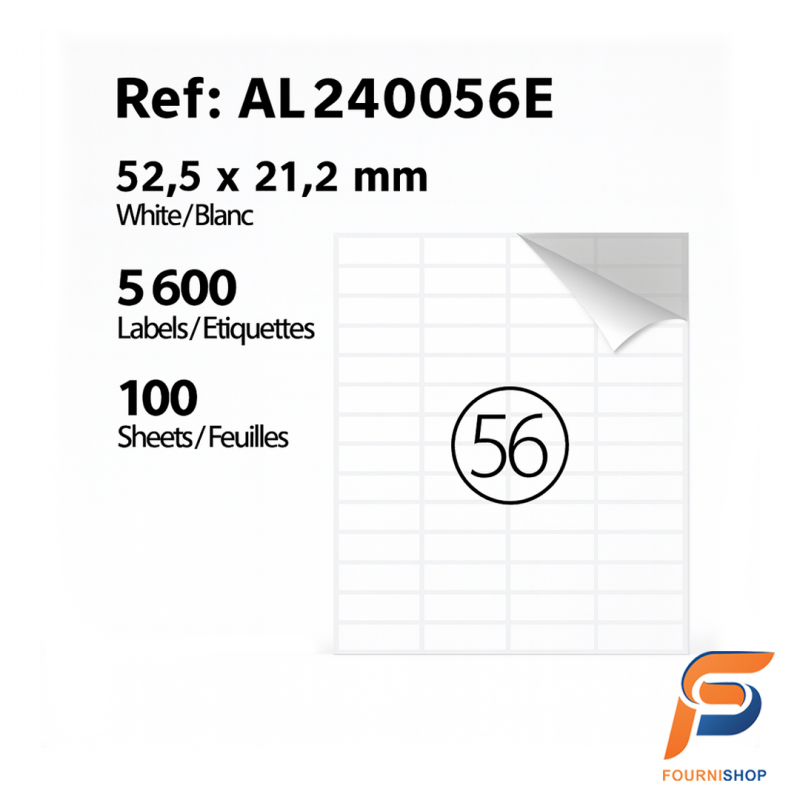 Paquet 5600 Étiquettes Autocollantes – Format 52.5×21.2 mm (100 Feuilles A4) - Ultra Polyvalentes, Laser & Jet d’Encre |Maroc