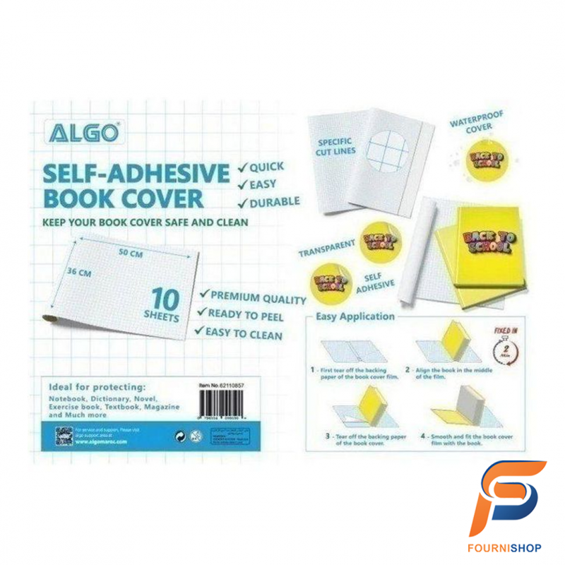 Book Cover Transparent 50×36 cm – Pack de 10 Feuilles ALGO - Protection Durable pour Livres & Cahiers |Maroc