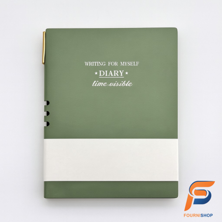 Notebook Diary Vert Olive – Writing for Myself FS42 - Design Moderne avec Clip Doré | Maroc