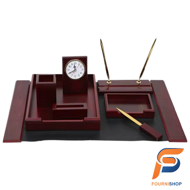 Ensemble de Bureau en Bois d’Acajou - Set Professionnel Luxueux & Élégant | Maroc