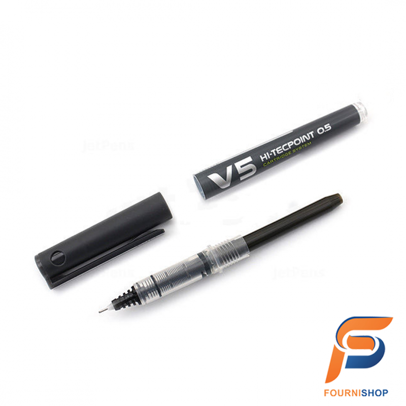 Stylo HI-TECPOINT V5 Cartridge System – Noir - Écriture Ultra-Précise & Rechargeable |Maroc
