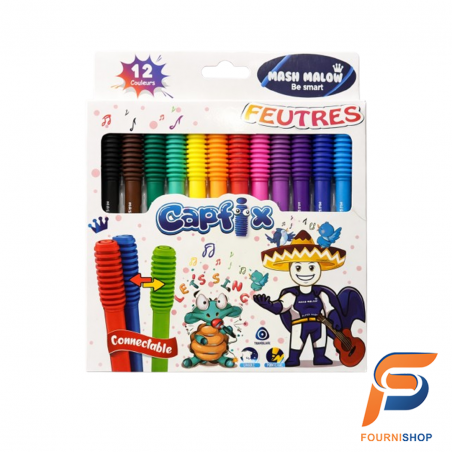 Mashmallow 12 Feutres Pointe Fine – Capuchons Connectables | KR971769 - Set Kawaii & Créatif |Maroc
