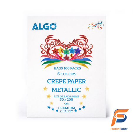 Papier Crêpon Métallisé 50×200 cm – Couleurs Assorties ALGO | Décoration Brillante & Créative | Maroc