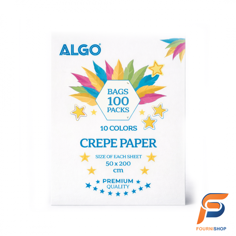 Papier Crêpon 50×200 cm – Couleurs Assorties ALGO | Décoration & Loisirs Créatifs | Maroc