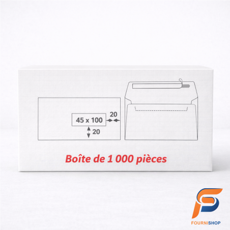 Enveloppes DL-V-W 110×220 mm avec Fenêtre 45×100 mm – Blanc 80 g | Auto-Adhésives | Maroc