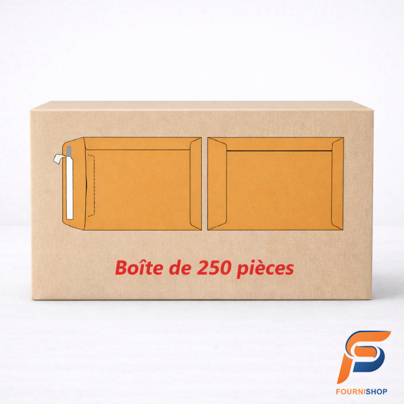Pochettes C4-K 229×324 mm – Kraft 90 g | Auto-Adhésives & Écologiques | Maroc