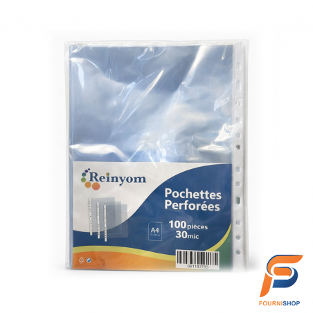 Lot de 100 Pochettes Perforées A4 30 Microns Reinyom | Protection & Classement | Maroc