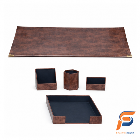 Lot de 5 Ensembles de Bureau ALGO – Simili Cuir Croco 6 Pièces - Organisation Premium |Maroc