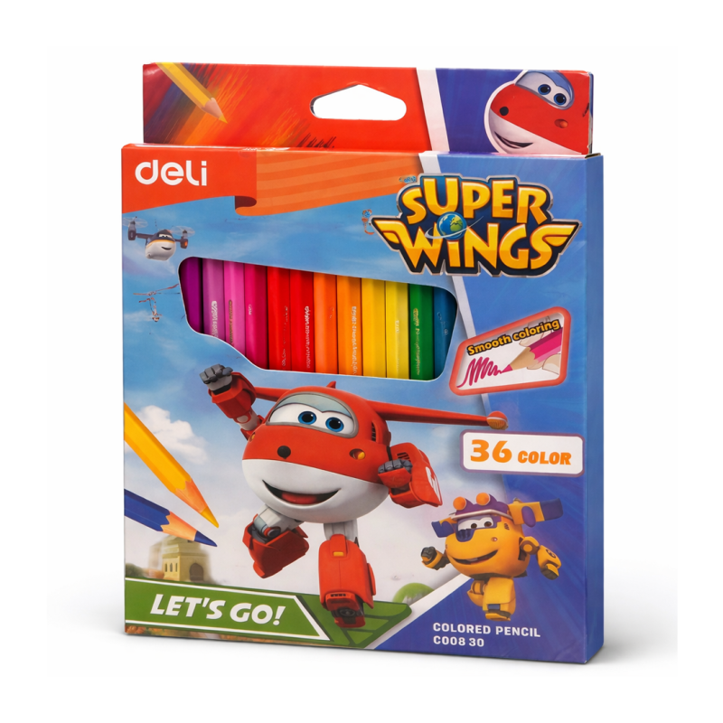 Crayons de Couleur 36 Couleurs Super Wing Réf. C00830 - Crayons Colorés Haute Qualité | Maroc