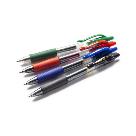 Pack de 4 Stylos Gel Pilot G-2 Bleu, Noir, Rouge, Vert - Écriture Fluide et Confortable | Maroc