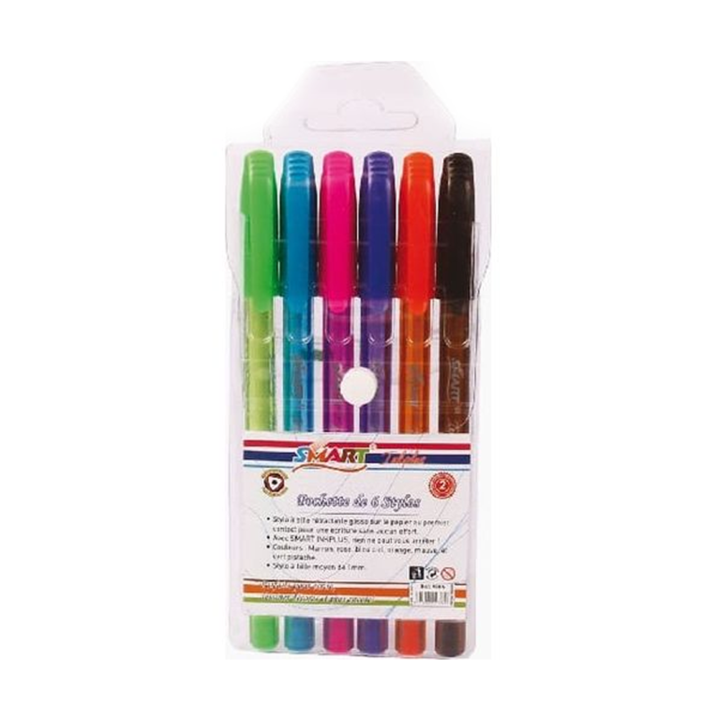 Pochette de 6 Stylos Smart 950/6 - Stylos Bille Assortis | Maroc