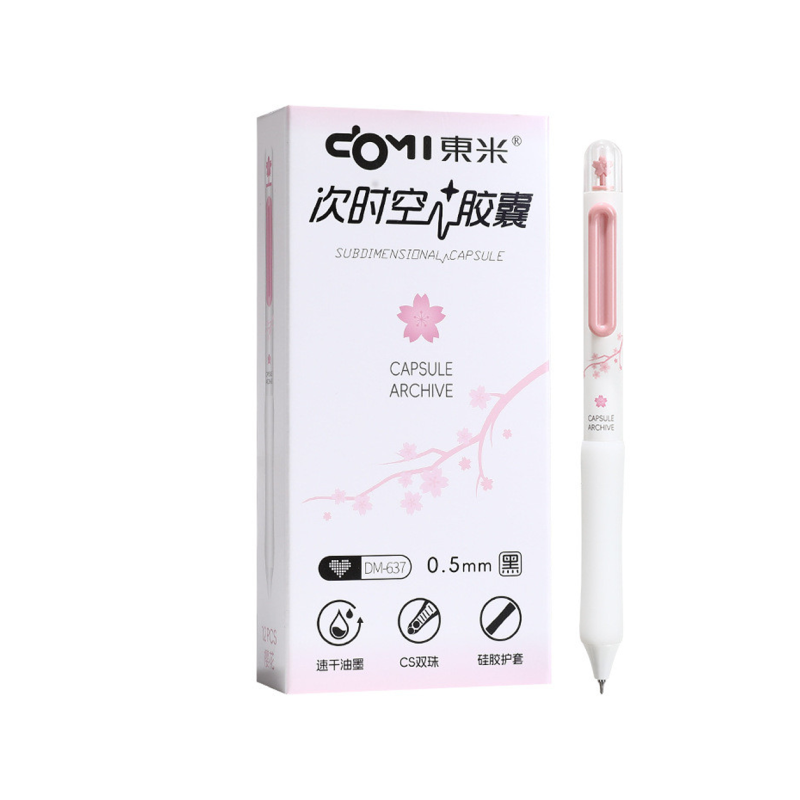 Stylo Gel Rétractable Noir 0,5 mm Design Rose Capsule Archive - Écriture Fine | Maroc