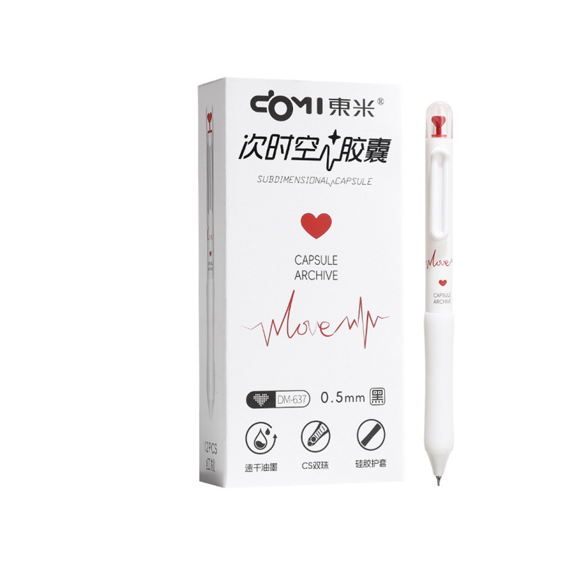 Stylo Gel Rétractable Noir 0,5 mm Design Rouge Capsule Archive - Écriture Fine | Maroc