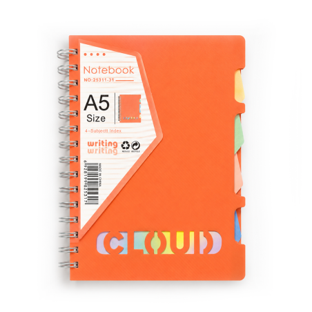 Notebook Spirale A5 Orange avec Séparateurs de Sujets 25311-31 - Carnet Organiseur | Maroc