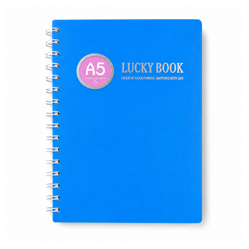 Notebook Spirale Bleu A5 “Lucky Book” Simple Study Planner 7125 - Carnet Organiseur | Maroc