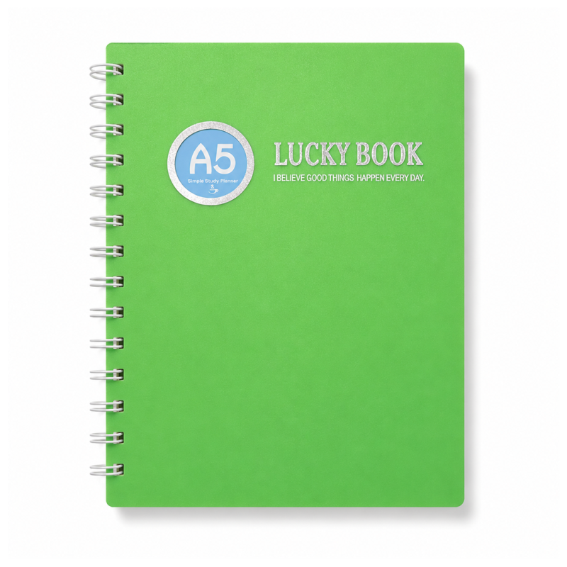 Notebook Spirale Vert A5 “Lucky Book” Simple Study Planner 7125 - Carnet Organiseur | Maroc