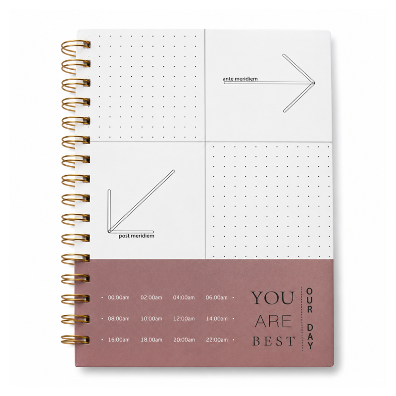 Agenda Marron Planificateur Journalier à Spirales Dorées “YOU ARE BEST OUR DAY” 143×205mm 12725-18 | Maroc