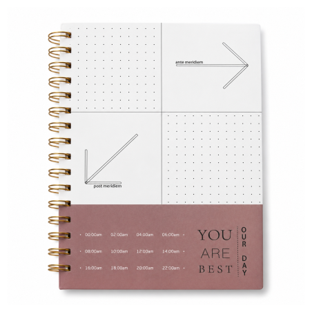 Agenda Marron Planificateur Journalier à Spirales Dorées “YOU ARE BEST OUR DAY” 143×205mm 12725-18 | Maroc