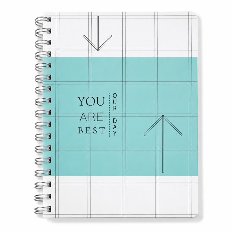 Agenda Bleu Ciel Planificateur Journalier à Spirales Argentées “YOU ARE BEST OUR DAY” 143×205mm 12725-18 | Maroc