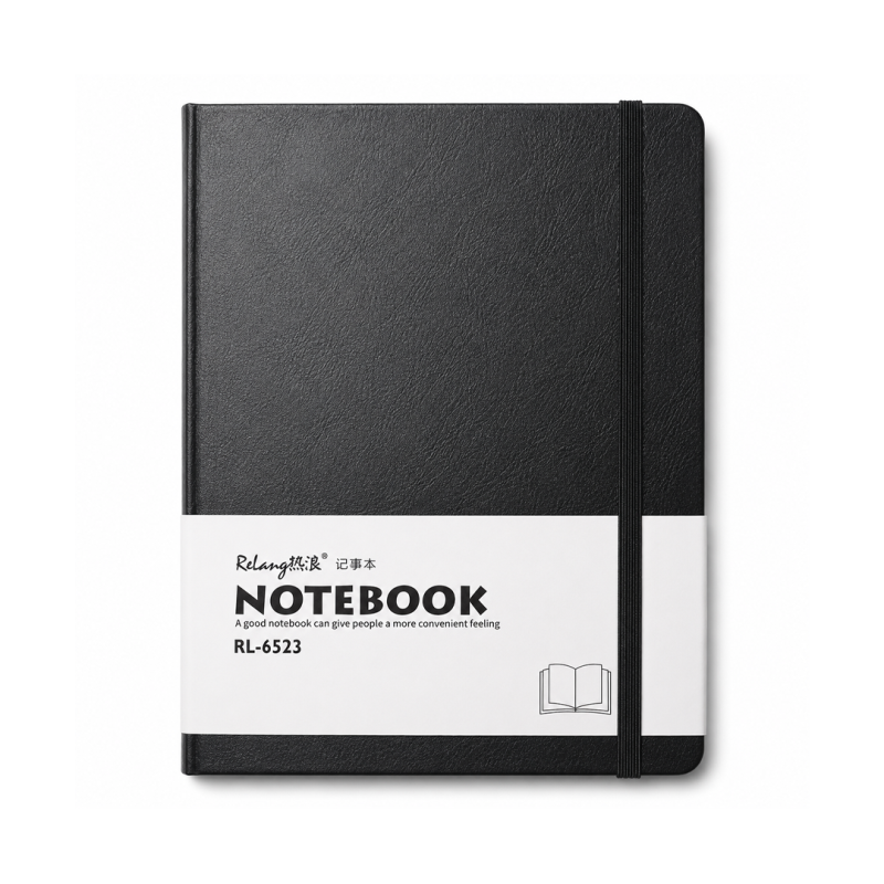Notebook Noir Relang RL-6523 203×140mm Couverture en Similicuir | Maroc