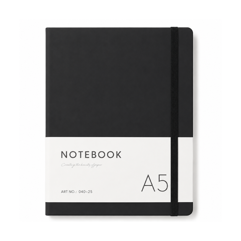 Notebook Noir A5 à Couverture Rigide 80 Feuilles 80g ART NO. 040-25 | Maroc