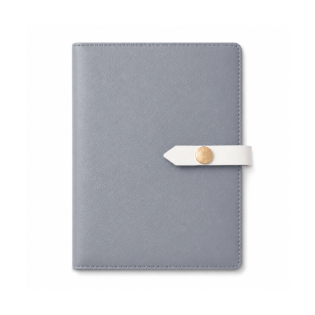 Agenda A5 Gris en Cuir avec Fermeture à Bouton Pression DICAI E44-25 | Maroc