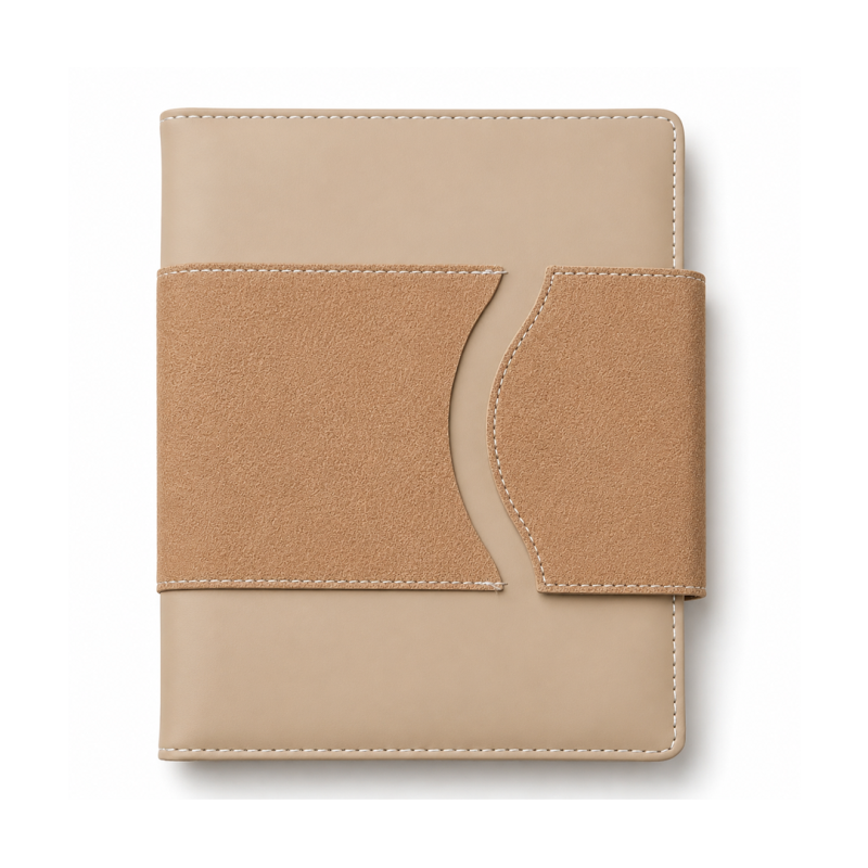 Agenda Beige 513-25 Couverture Rigide Similicuir Lisse avec Sangle Texturée | Maroc
