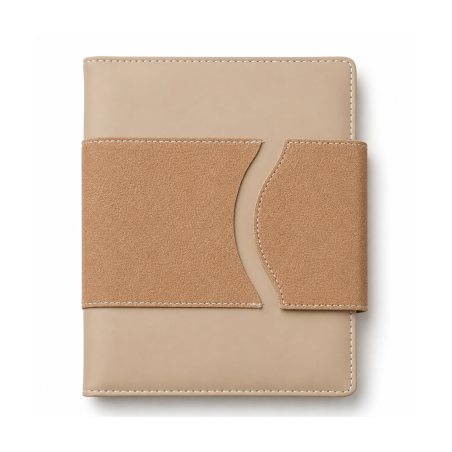 Agenda Beige 513-25 Couverture Rigide Similicuir Lisse avec Sangle Texturée | Maroc