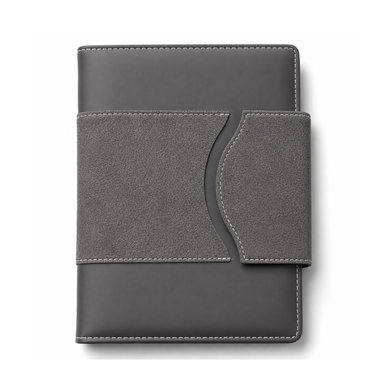 Agenda Noir 513-25 Couverture Rigide Similicuir Lisse avec Sangle Texturée |Maroc