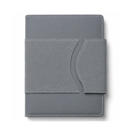 Agenda Gris 513-25 Couverture Rigide Similicuir Lisse avec Sangle Texturée | Maroc