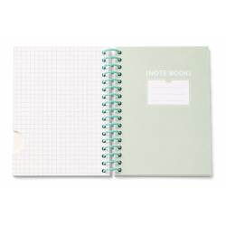 Mini Notebook Simple A6 à Reliure Spirale Couverture PP Translucide Vert 120 Pages No. 41150-1 | Maroc