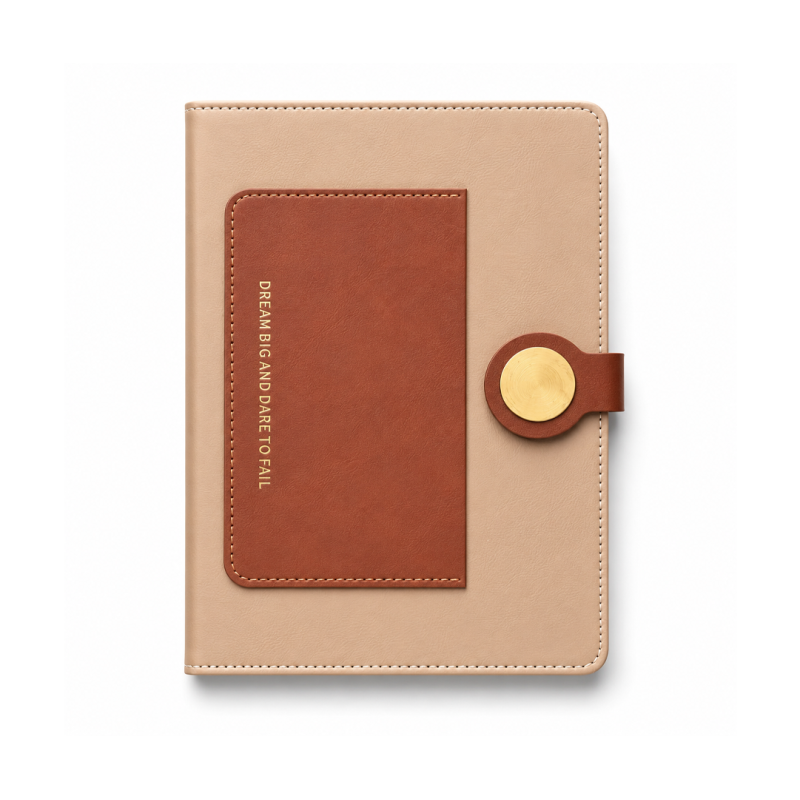 Carnet A5 en Similicuir Marron Kinkele T2601 avec Poche Avant et Fermeture Magnétique - Élégant et Professionnel | Maroc