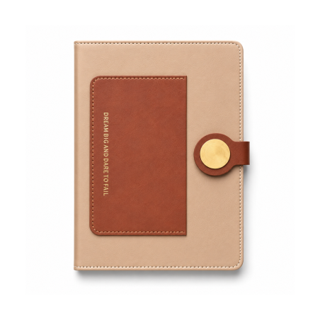 Carnet A5 en Similicuir Marron Kinkele T2601 avec Poche Avant et Fermeture Magnétique - Élégant et Professionnel | Maroc