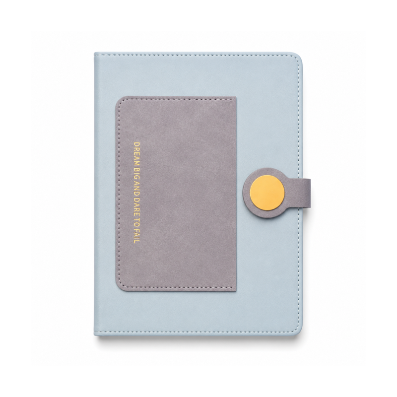Carnet A5 en Similicuir Bleu Kinkele T2601 avec Poche Avant et Fermeture Magnétique - Moderne et Élégant | Maroc