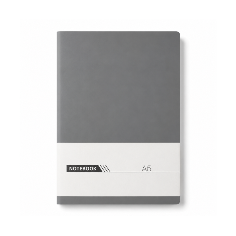 Notebook A5 à Couverture Rigide Grise – 60 Feuilles 80g - Élégant et Professionnel | Maroc