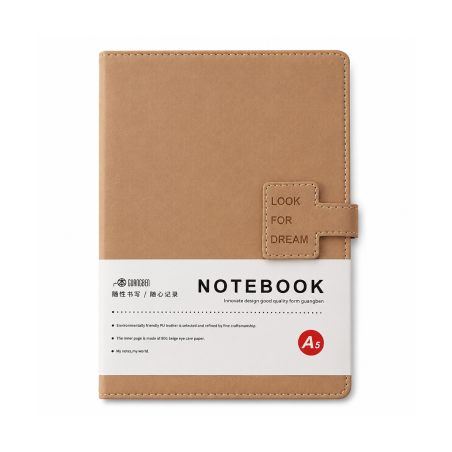 Notebook A5 Marron Guangben avec Couverture en Cuir Synthétique - Élégance Premium | Maroc
