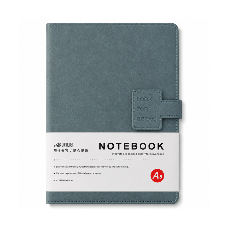 Notebook A5 Bleu Guangben avec Couverture en Cuir Synthétique - Moderne et Élégant | Maroc
