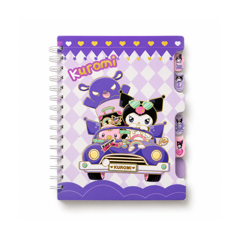 Cahier à Spirales Kuromi A5 Violet avec Couverture Rigide - Kawaii et Tendance | Maroc