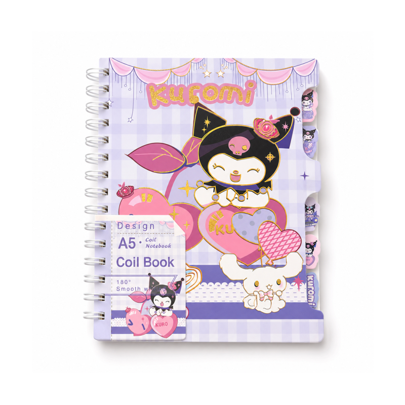 Cahier à Spirales Kuromi A5 Rose avec Couverture Rigide - Kawaii et Adorable | Maroc