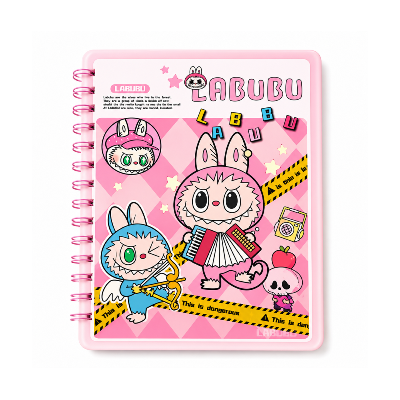 Cahier à Spirale LABUBU Rose A5 avec Couverture Rigide - Kawaii et Tendance | Maroc