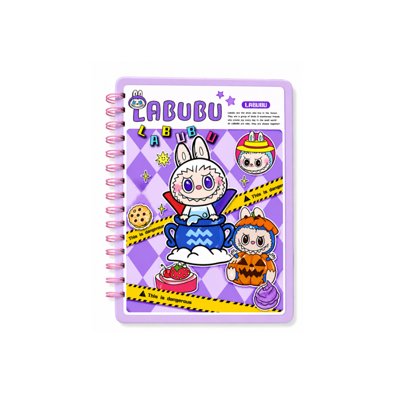 Cahier à Spirale LABUBU Violet A5 avec Couverture Rigide - Original et Kawaii | Maroc